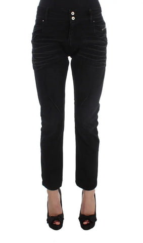 Black Cotton Slouchy Slims Fit Jeans Costume National