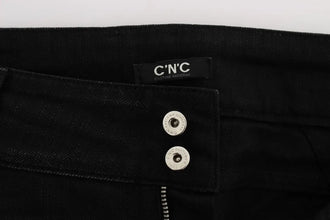 Black Cotton Slouchy Slims Fit Jeans Costume National