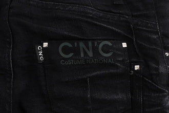 Black Cotton Slouchy Slims Fit Jeans Costume National