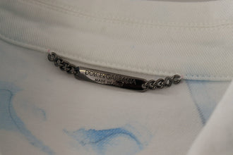 White Cotton Logo Embroidery Denim Jacket Dolce & Gabbana