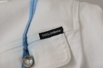 White Cotton Logo Embroidery Denim Jacket Dolce & Gabbana