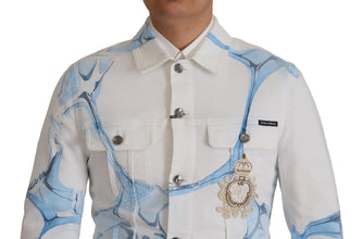 White Cotton Logo Embroidery Denim Jacket Dolce & Gabbana