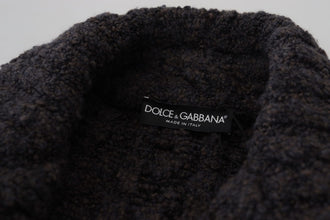 Black Wool Knit Double Breasted Coat Jacket Dolce & Gabbana