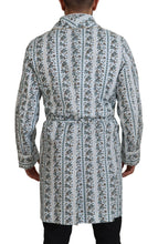 Blue Floral Cotton Robe Coat Jacket Dolce & Gabbana