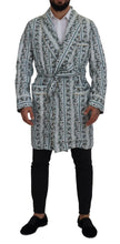 Blue Floral Cotton Robe Coat Jacket Dolce & Gabbana