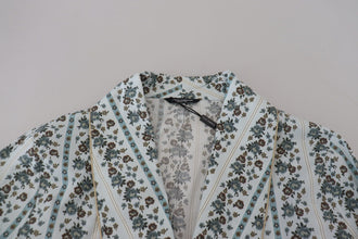 Blue Floral Cotton Robe Coat Jacket Dolce & Gabbana