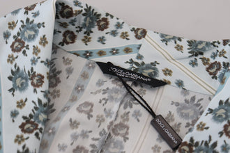 Blue Floral Cotton Robe Coat Jacket Dolce & Gabbana