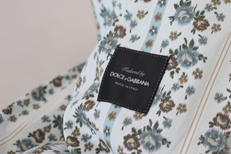 Blue Floral Cotton Robe Coat Jacket Dolce & Gabbana