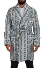 Blue Floral Cotton Robe Coat Jacket Dolce & Gabbana