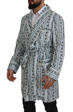 Blue Floral Cotton Robe Coat Jacket Dolce & Gabbana