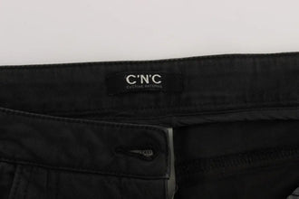 Black Cotton Capri Cropped Denim Jeans Costume National
