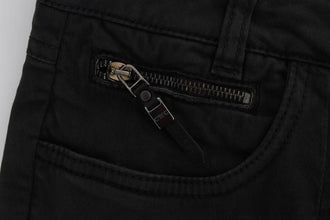 Black Cotton Capri Cropped Denim Jeans Costume National