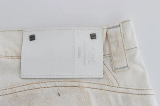 White Cotton Slim Fit Bootcut Jeans Costume National