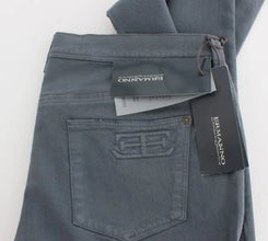 Blue Cotton Blend Slim Fit Bootcut Jeans Ermanno Scervino