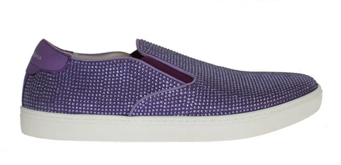 Purple Strass Canvas Logo Sneakers Dolce & Gabbana