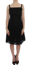 Black Floral Lace Shift Knee Length Dress Dolce & Gabbana