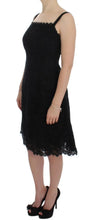 Black Floral Lace Shift Knee Length Dress Dolce & Gabbana