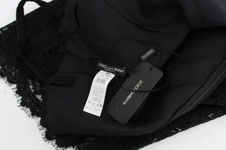 Black Floral Lace Shift Knee Length Dress Dolce & Gabbana