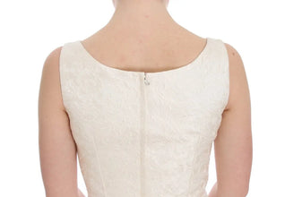 White Brocade Crystal Sheath Dress Dolce & Gabbana