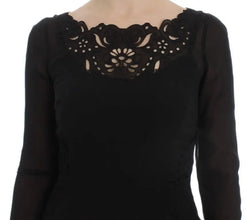 Black Silk Stretch Sheath Dress Dolce & Gabbana