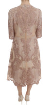 Pink Silk Lace Ricamo Shift Gown Dress Dolce & Gabbana