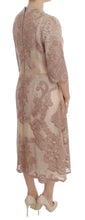 Pink Silk Lace Ricamo Shift Gown Dress Dolce & Gabbana