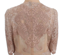 Pink Silk Lace Ricamo Shift Gown Dress Dolce & Gabbana
