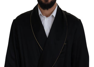 Black 100% Silk Robe Coat Wrap  Jacket Dolce & Gabbana
