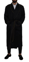 Black 100% Silk Robe Coat Wrap  Jacket Dolce & Gabbana