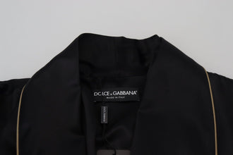 Black 100% Silk Robe Coat Wrap  Jacket Dolce & Gabbana