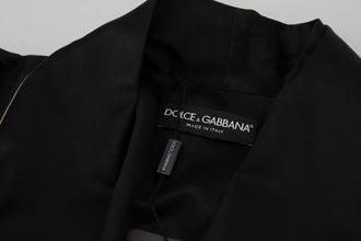 Black 100% Silk Robe Coat Wrap  Jacket Dolce & Gabbana
