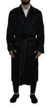 Black 100% Silk Robe Coat Wrap  Jacket Dolce & Gabbana
