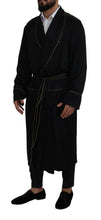 Black 100% Silk Robe Coat Wrap  Jacket Dolce & Gabbana