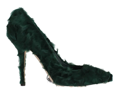 Green Xiangao Lamb Fur Leather Pumps Dolce & Gabbana