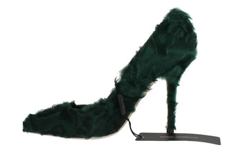 Green Xiangao Lamb Fur Leather Pumps Dolce & Gabbana