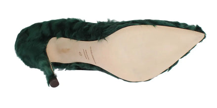Green Xiangao Lamb Fur Leather Pumps Dolce & Gabbana