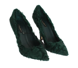 Green Xiangao Lamb Fur Leather Pumps Dolce & Gabbana