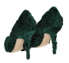 Green Xiangao Lamb Fur Leather Pumps Dolce & Gabbana