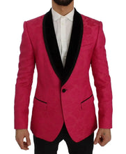 Pink Floral Brocade Slim Blazer Jacket Dolce & Gabbana