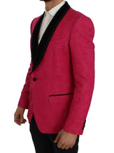 Pink Floral Brocade Slim Blazer Jacket Dolce & Gabbana