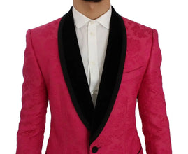 Pink Floral Brocade Slim Blazer Jacket Dolce & Gabbana