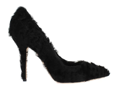 Black Xiangao Lamb Fur Leather Pumps Dolce & Gabbana