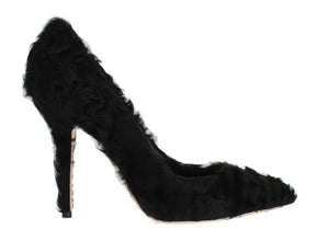 Black Xiangao Lamb Fur Leather Pumps Dolce & Gabbana