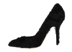 Black Xiangao Lamb Fur Leather Pumps Dolce & Gabbana