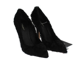 Black Xiangao Lamb Fur Leather Pumps Dolce & Gabbana