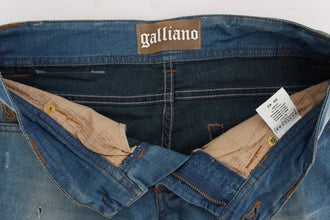 Blue Wash Cotton Blend Slim Fit Jeans John Galliano