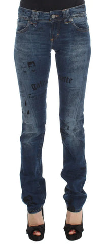 Blue Wash Cotton Blend Slim Fit Bootcut Jeans John Galliano