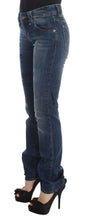 Blue Wash Cotton Blend Slim Fit Bootcut Jeans John Galliano