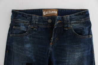 Blue Wash Cotton Blend Slim Fit Bootcut Jeans John Galliano