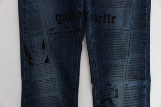 Blue Wash Cotton Blend Slim Fit Bootcut Jeans John Galliano